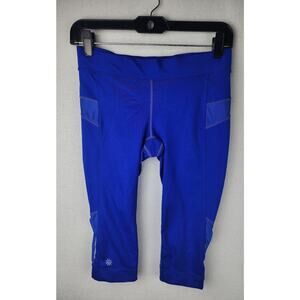 Athleta Leggings Women's S cropped Blue with zip athleisure yoga running lounge